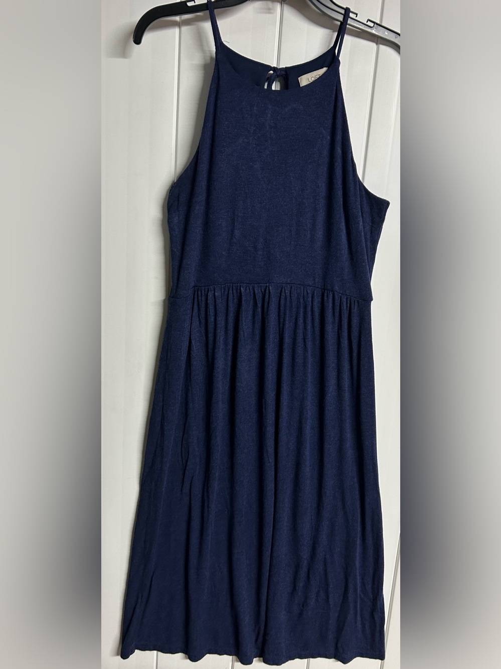 Loft Blue Sleeveless Gathered Waist Dress
